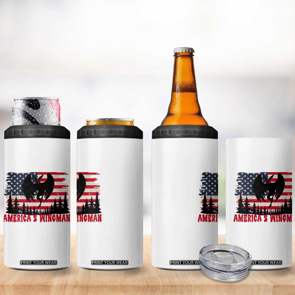 Mothman Americas Wingman 4 in 1 Can Cooler Tumbler Funny Patriotic Cryptid TS12 Print Your Wear