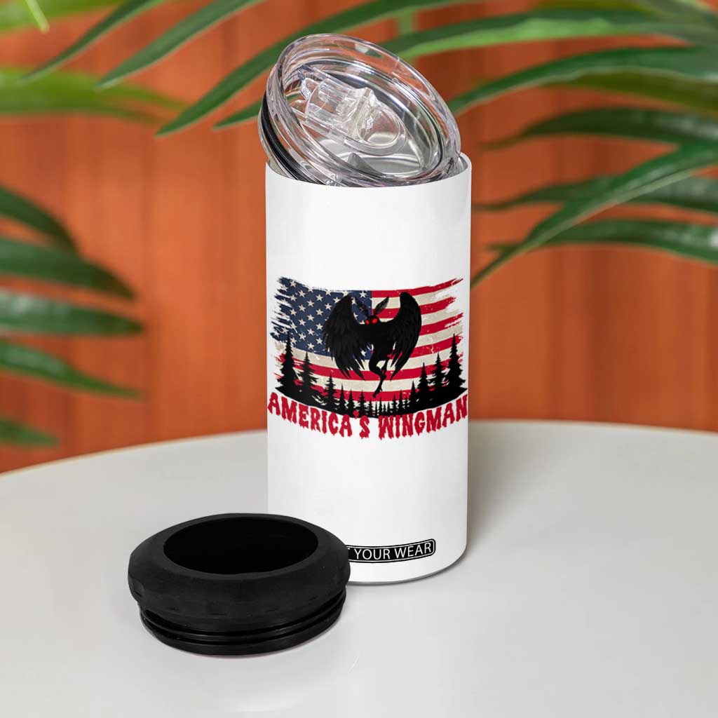 Mothman Americas Wingman 4 in 1 Can Cooler Tumbler Funny Patriotic Cryptid TS12 Print Your Wear