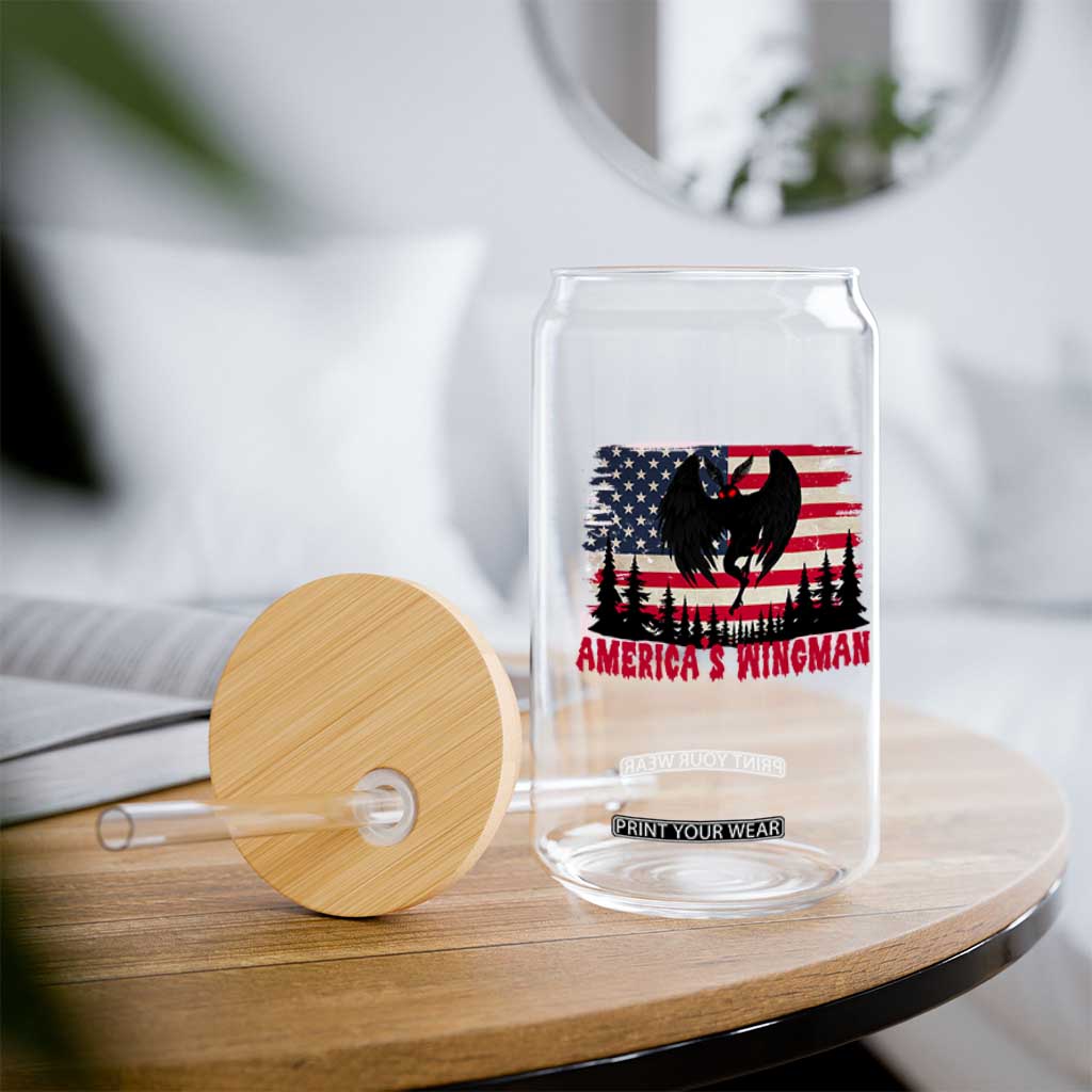 Mothman Americas Wingman Glass Can Funny Patriotic Cryptid TS12 Print Your Wear
