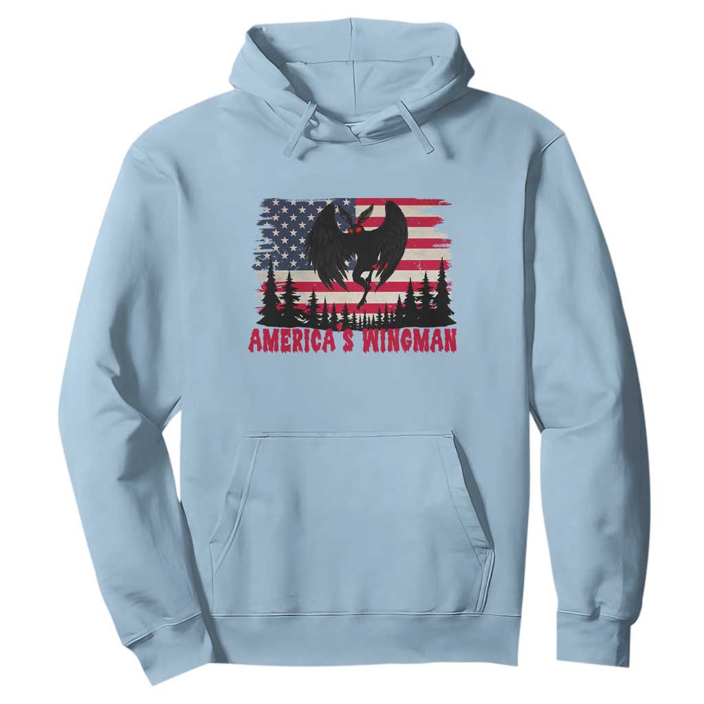Mothman Americas Wingman Hoodie Funny Patriotic Cryptid TS12 Light Blue Print Your Wear