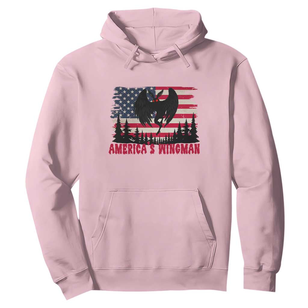 Mothman Americas Wingman Hoodie Funny Patriotic Cryptid TS12 Light Pink Print Your Wear