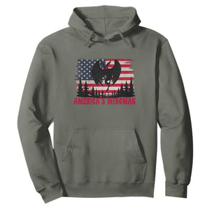 Mothman Americas Wingman Hoodie Funny Patriotic Cryptid TS12 Military Green Print Your Wear