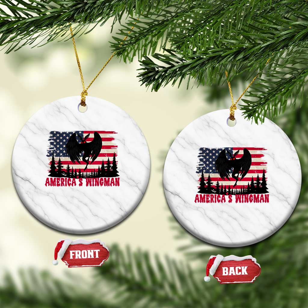 Mothman Americas Wingman Ceramic Ornament Funny Patriotic Cryptid TS12 1pc White Marble Print Your Wear