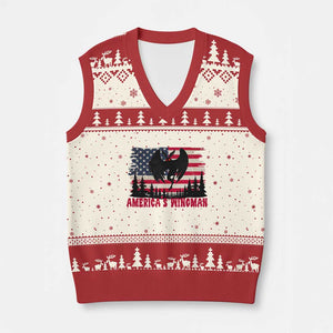 Mothman Americas Wingman V-Neck Knit Sweater Vest Funny Patriotic Cryptid TS12 Beige Red Print Your Wear
