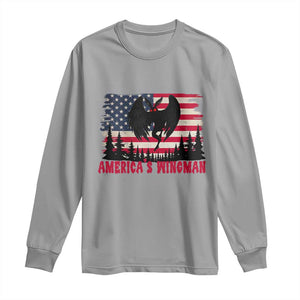 Mothman Americas Wingman Long Sleeve Shirt Funny Patriotic Cryptid TS12 Sport Gray Print Your Wear