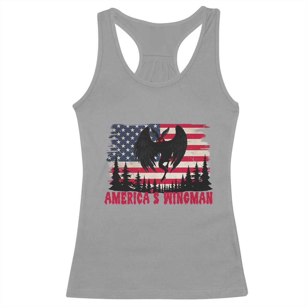 Mothman Americas Wingman Racerback Tank Top Funny Patriotic Cryptid TS12 Sport Gray Print Your Wear