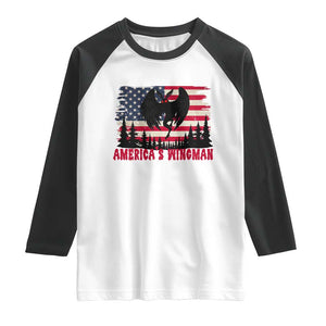 Mothman Americas Wingman Raglan Shirt Funny Patriotic Cryptid TS12 White Black Print Your Wear