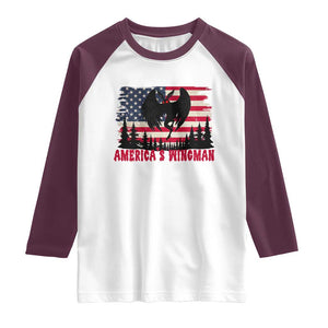 Mothman Americas Wingman Raglan Shirt Funny Patriotic Cryptid TS12 White Maroon Print Your Wear