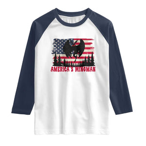 Mothman Americas Wingman Raglan Shirt Funny Patriotic Cryptid TS12 White Navy Print Your Wear