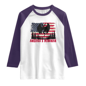 Mothman Americas Wingman Raglan Shirt Funny Patriotic Cryptid TS12 White Purple Print Your Wear