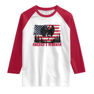 Mothman Americas Wingman Raglan Shirt Funny Patriotic Cryptid TS12 White Red Print Your Wear