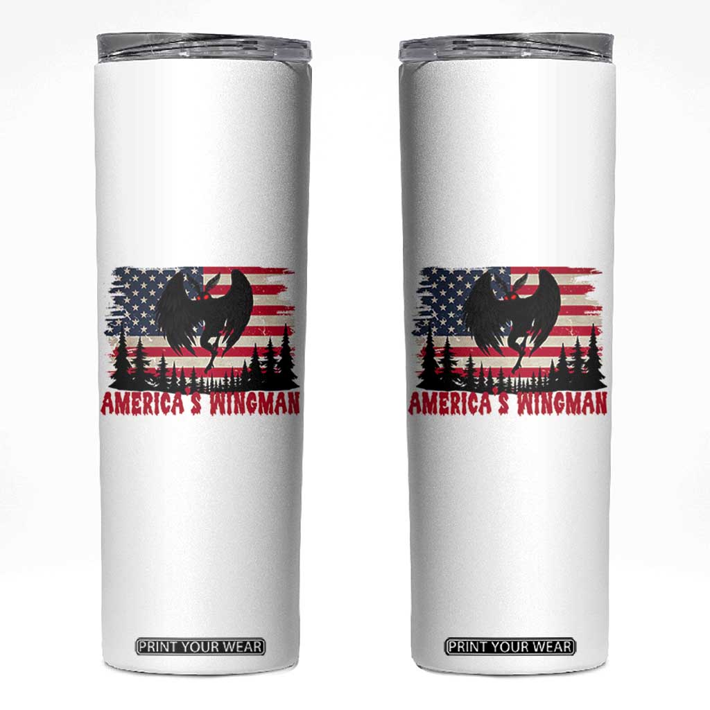 Mothman Americas Wingman Skinny Tumbler Funny Patriotic Cryptid TS12 White Print Your Wear