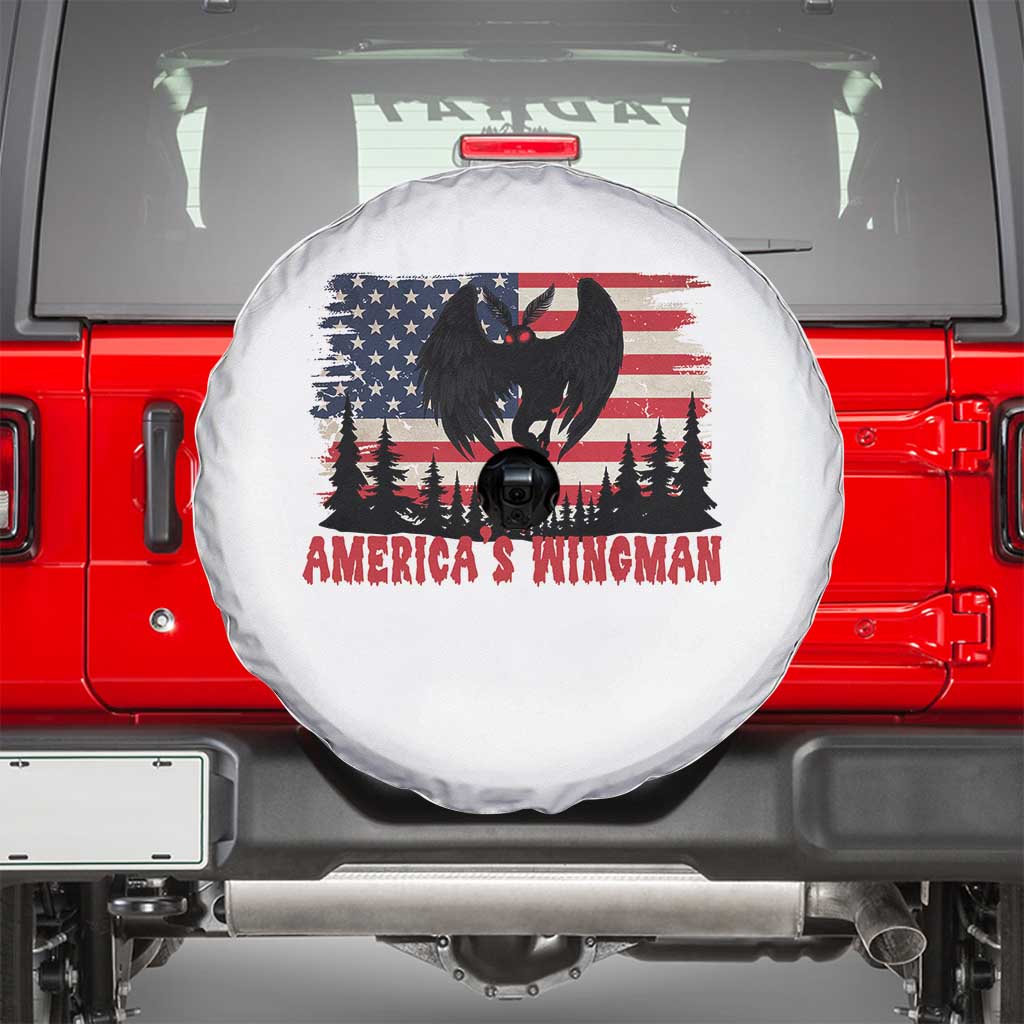 Mothman Americas Wingman Spare Tire Cover Funny Patriotic Cryptid TS12 White Print Your Wear