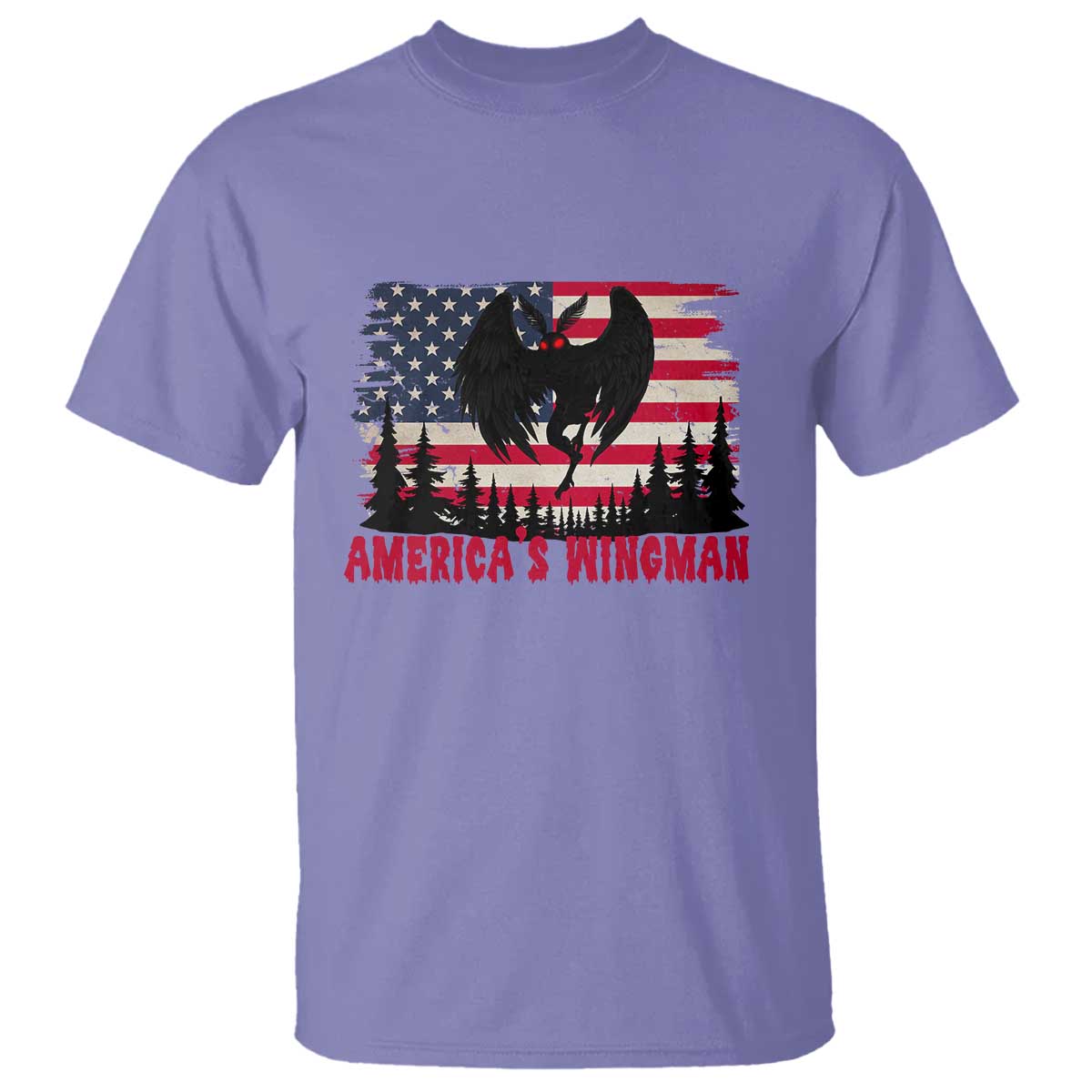 Mothman Americas Wingman T Shirt Funny Patriotic Cryptid TS12 Violet Print Your Wear