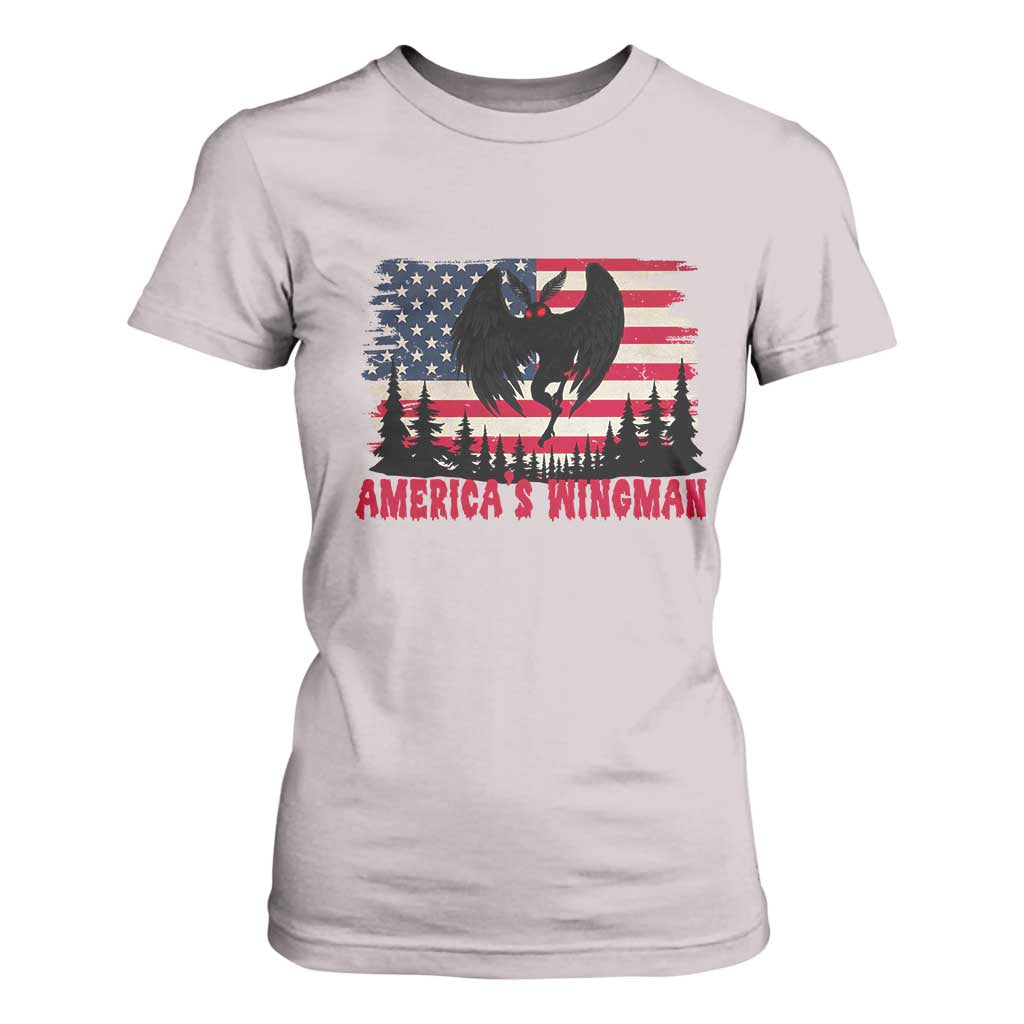 Mothman Americas Wingman T Shirt For Women Funny Patriotic Cryptid TS12 Ice Gray Print Your Wear