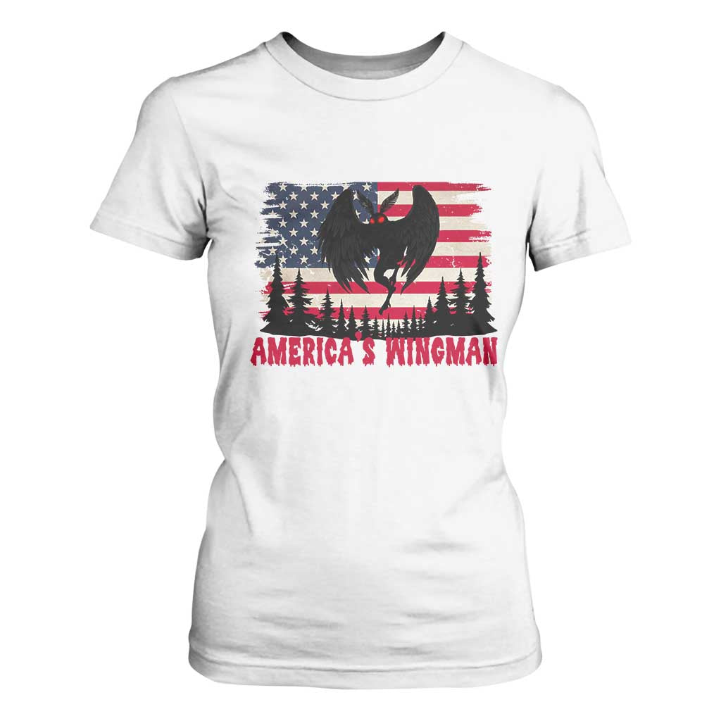Mothman Americas Wingman T Shirt For Women Funny Patriotic Cryptid TS12 White Print Your Wear