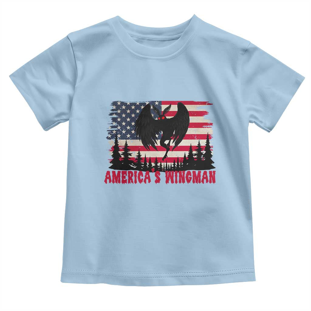 Mothman Americas Wingman Toddler T Shirt Funny Patriotic Cryptid TS12 Light Blue Print Your Wear