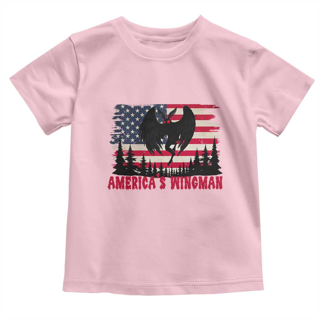 Mothman Americas Wingman Toddler T Shirt Funny Patriotic Cryptid TS12 Light Pink Print Your Wear