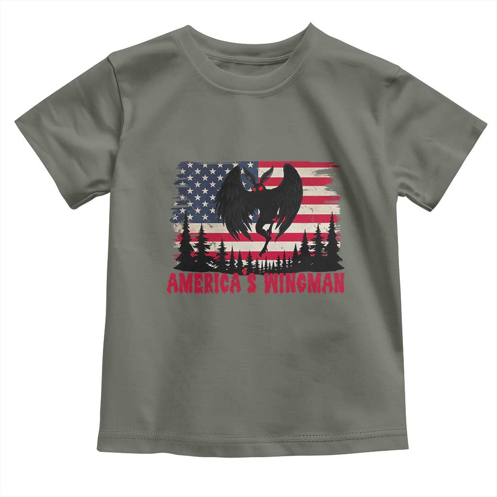 Mothman Americas Wingman Toddler T Shirt Funny Patriotic Cryptid TS12 Military Green Print Your Wear