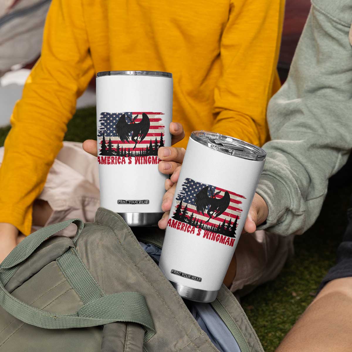 Mothman Americas Wingman Tumbler Cup Funny Patriotic Cryptid TS12 Print Your Wear