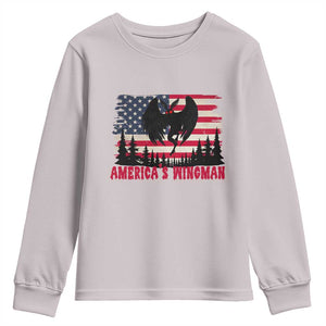 Mothman Americas Wingman Youth Sweatshirt Funny Patriotic Cryptid TS12 Ice Gray Print Your Wear