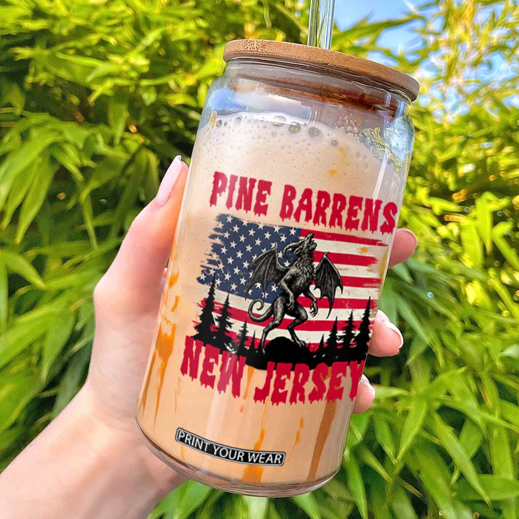 Patriotic Jersey Devil Glass Can Pine Barrens New Jersey Cryptid TS12 White Print Your Wear