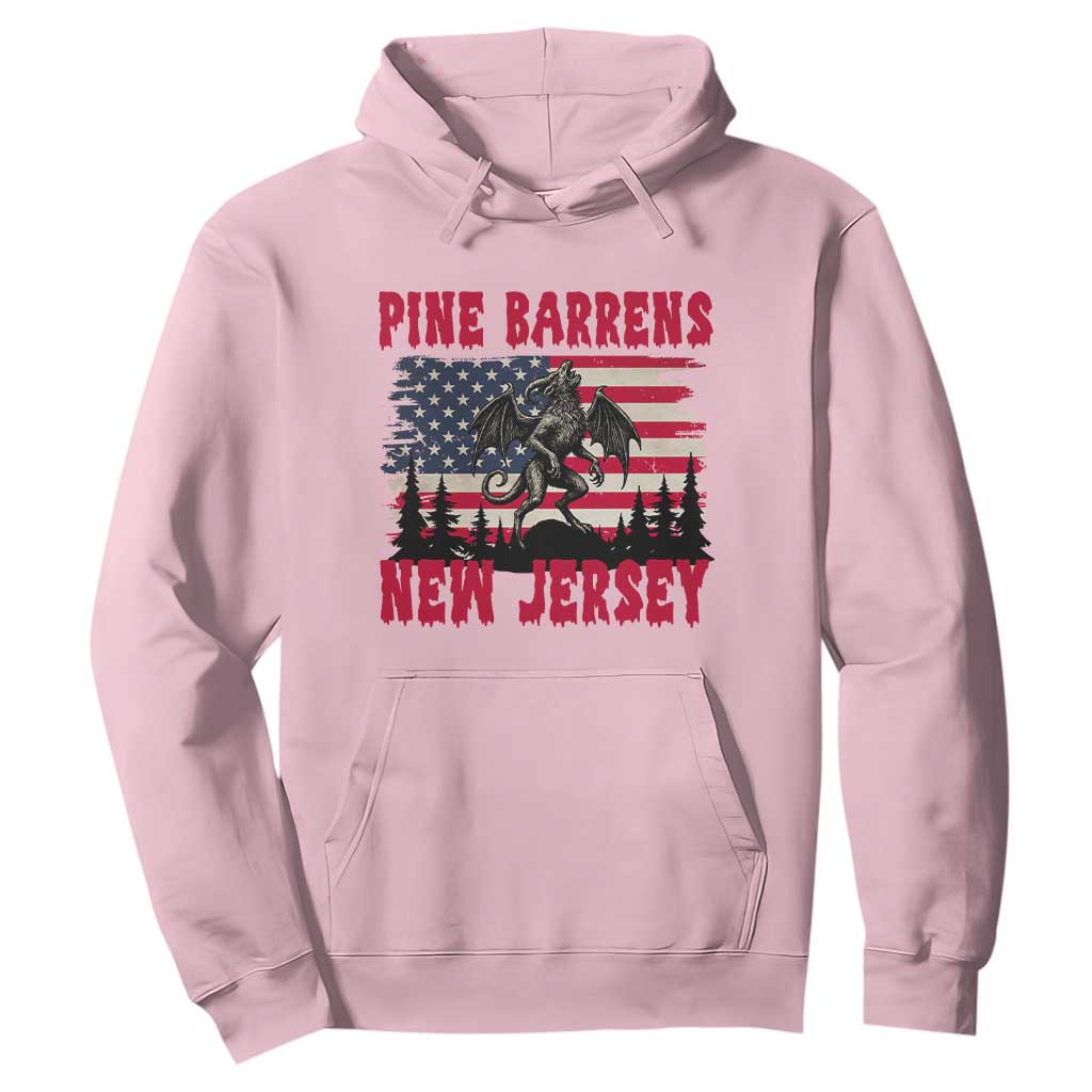 Patriotic Jersey Devil Hoodie Pine Barrens New Jersey Cryptid TS12 Light Pink Print Your Wear