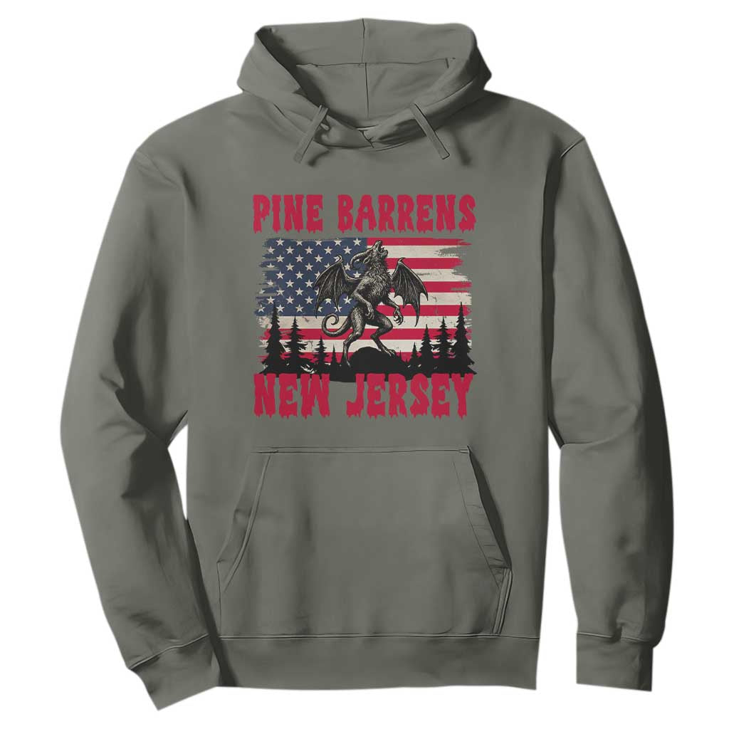 Patriotic Jersey Devil Hoodie Pine Barrens New Jersey Cryptid TS12 Military Green Print Your Wear