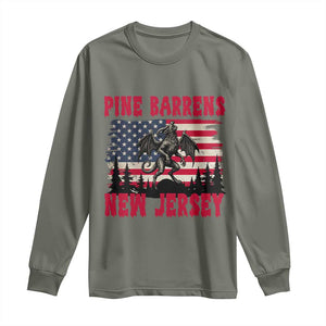 Patriotic Jersey Devil Long Sleeve Shirt Pine Barrens New Jersey Cryptid TS12 Military Green Print Your Wear
