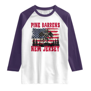 Patriotic Jersey Devil Raglan Shirt Pine Barrens New Jersey Cryptid TS12 White Purple Print Your Wear