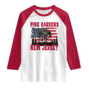 Patriotic Jersey Devil Raglan Shirt Pine Barrens New Jersey Cryptid TS12 White Red Print Your Wear
