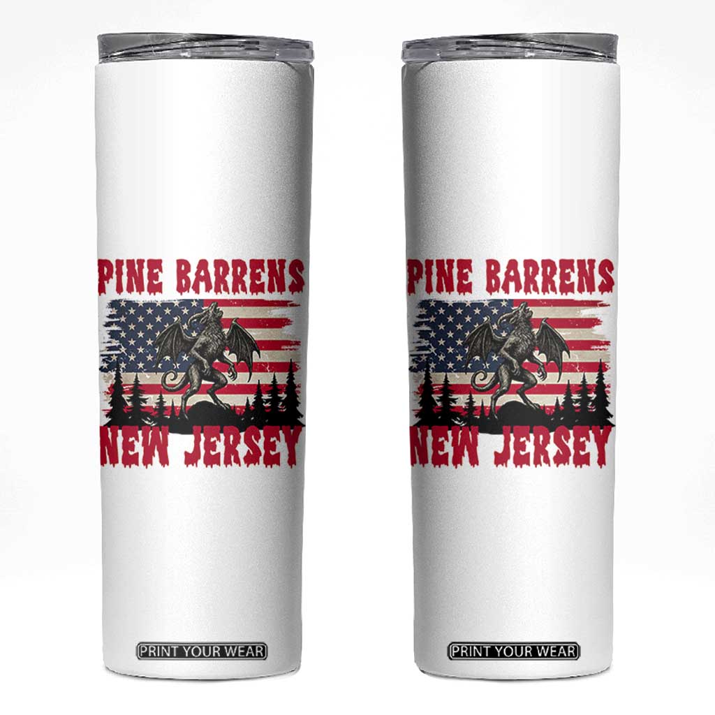 Patriotic Jersey Devil Skinny Tumbler Pine Barrens New Jersey Cryptid TS12 White Print Your Wear