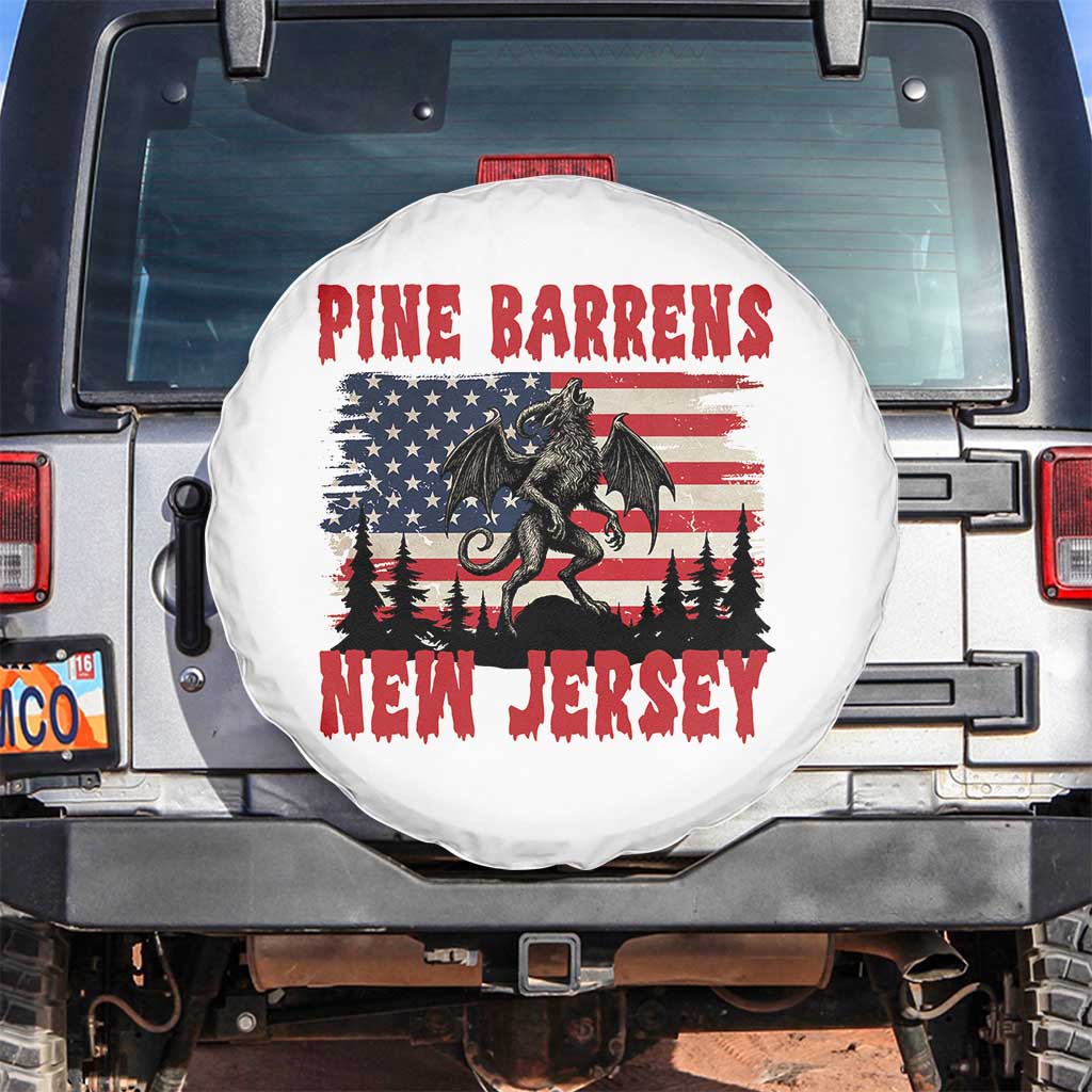 Patriotic Jersey Devil Spare Tire Cover Pine Barrens New Jersey Cryptid TS12 No hole White Print Your Wear