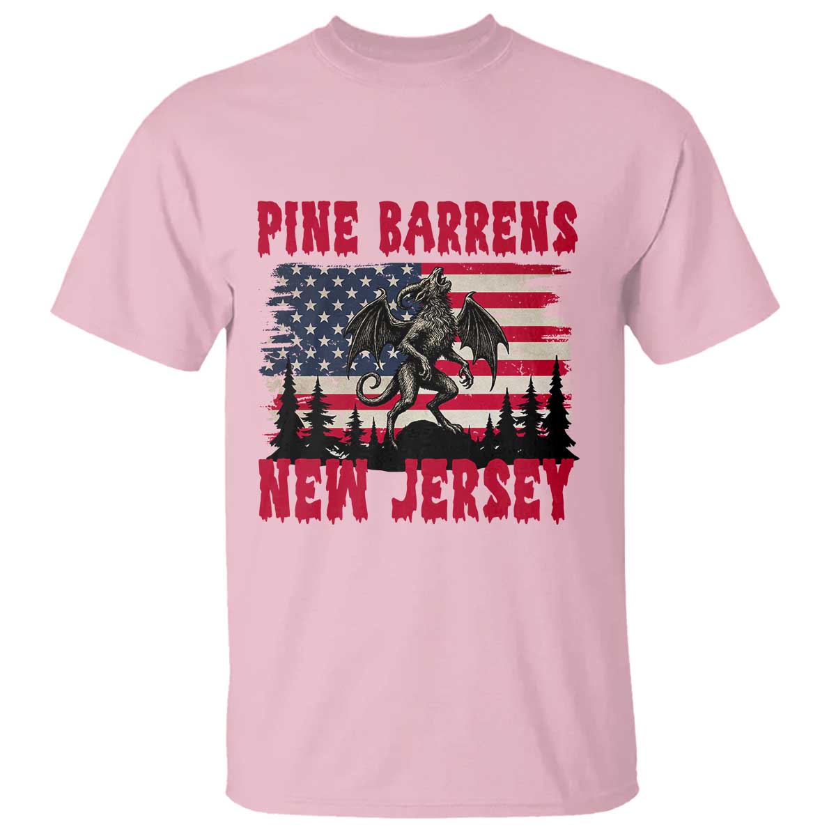 Patriotic Jersey Devil T Shirt Pine Barrens New Jersey Cryptid TS12 Light Pink Print Your Wear