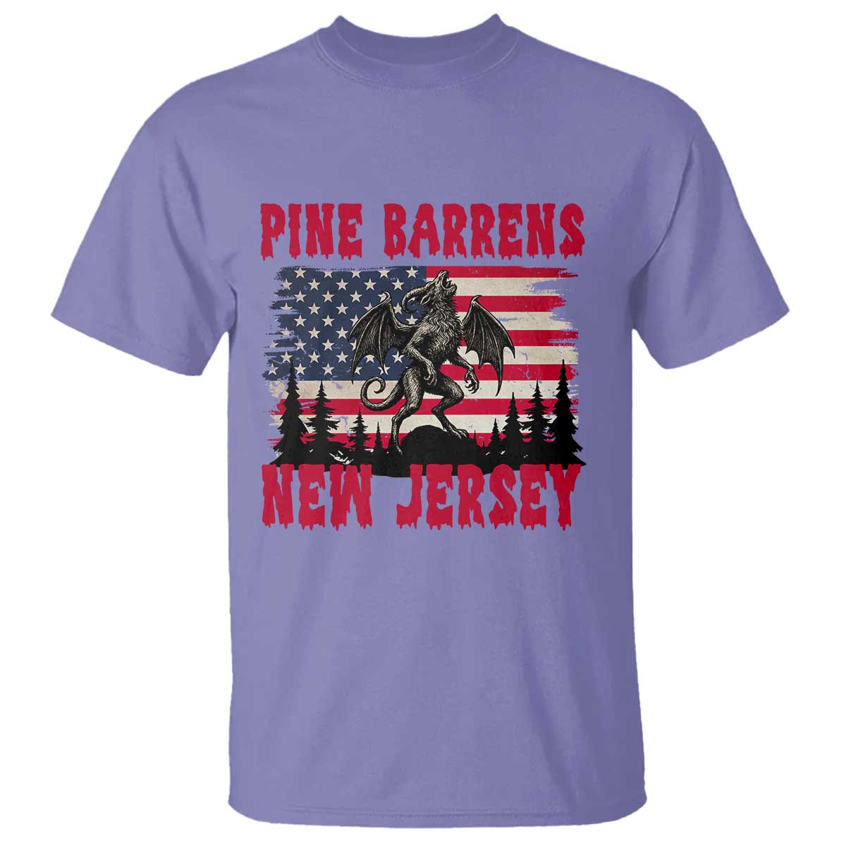 Patriotic Jersey Devil T Shirt Pine Barrens New Jersey Cryptid TS12 Violet Print Your Wear