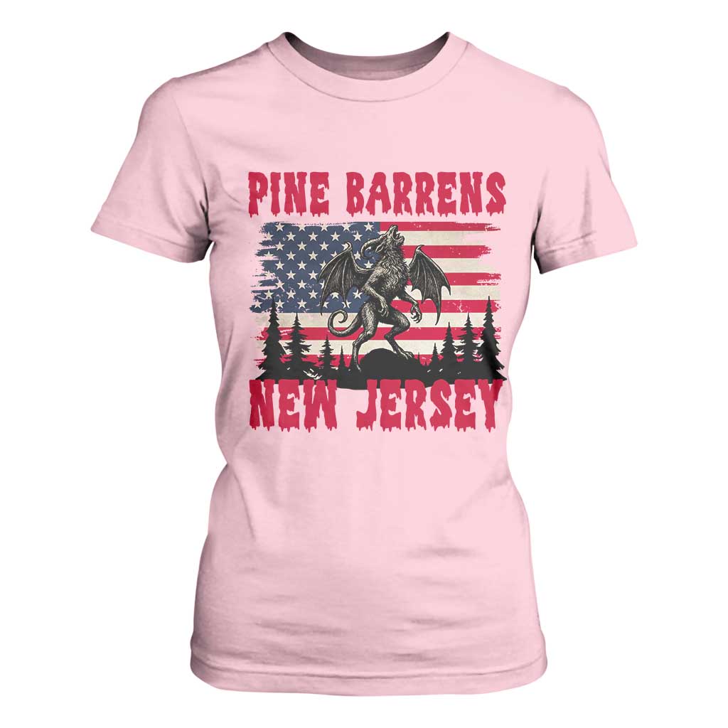 Patriotic Jersey Devil T Shirt For Women Pine Barrens New Jersey Cryptid TS12 Light Pink Print Your Wear