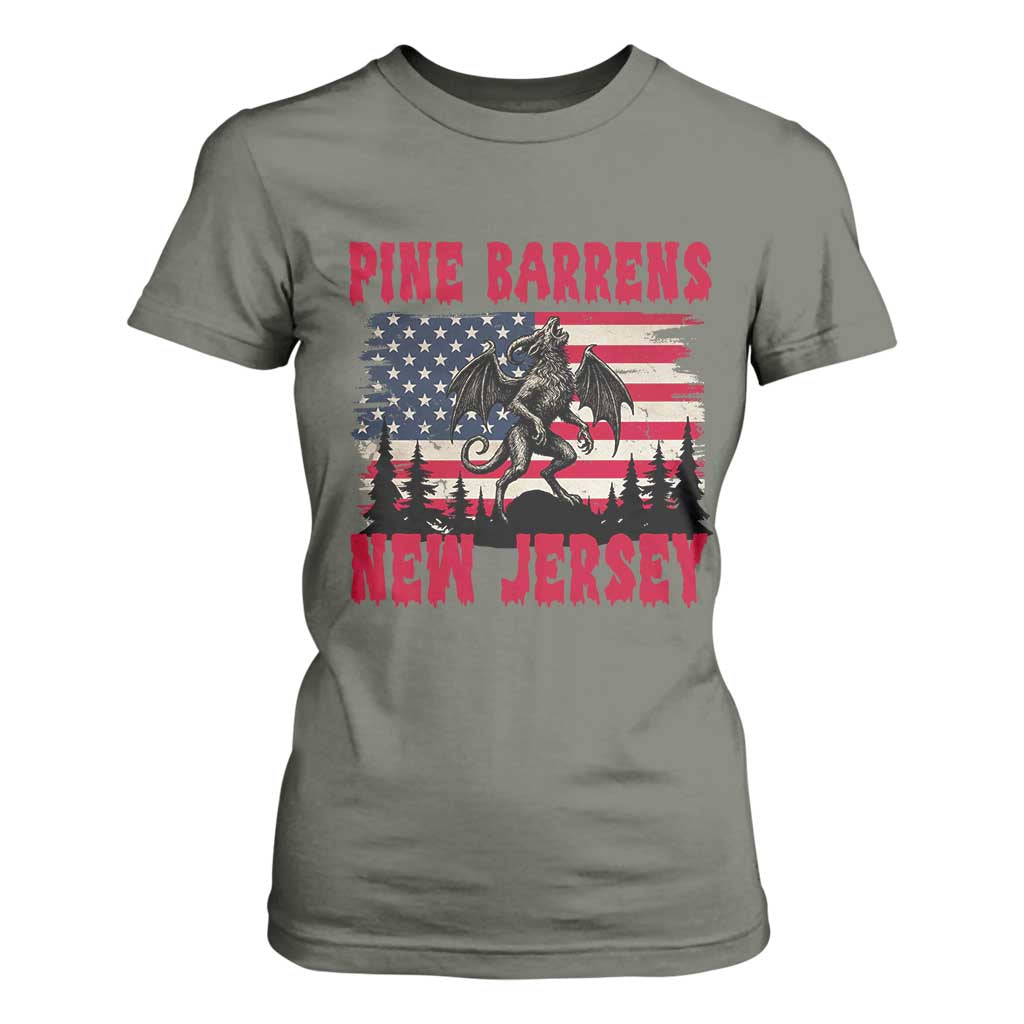 Patriotic Jersey Devil T Shirt For Women Pine Barrens New Jersey Cryptid TS12 Military Green Print Your Wear