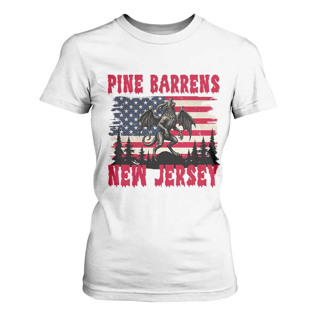 Patriotic Jersey Devil T Shirt For Women Pine Barrens New Jersey Cryptid TS12 White Print Your Wear