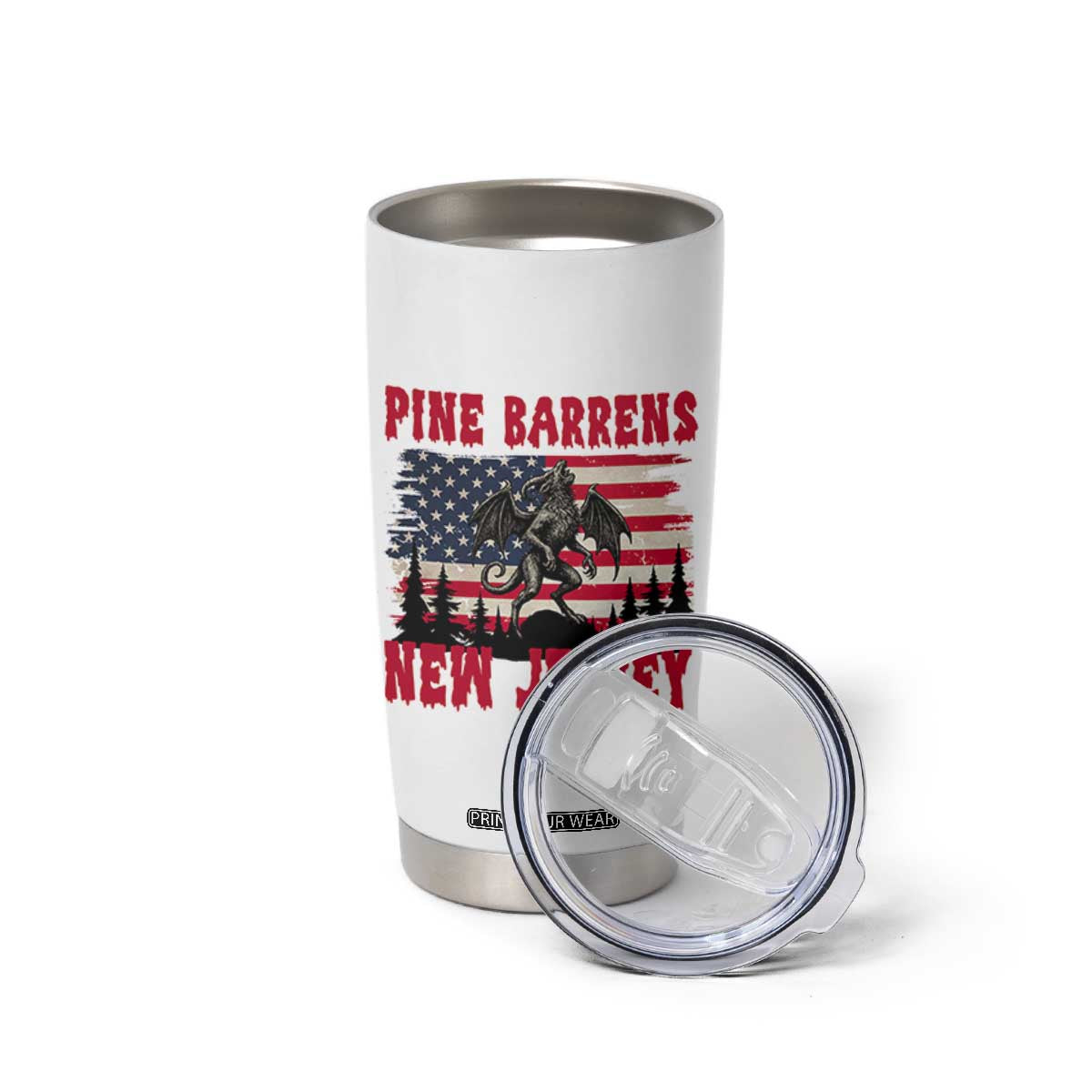 Patriotic Jersey Devil Tumbler Cup Pine Barrens New Jersey Cryptid TS12 Print Your Wear