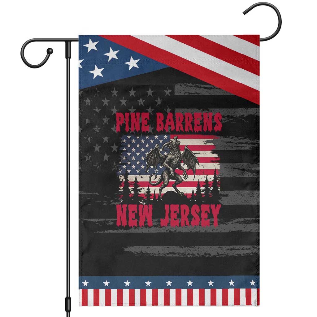 Patriotic Jersey Devil Garden Flag Pine Barrens New Jersey Cryptid TS12 Distressed Black Blue Print Your Wear