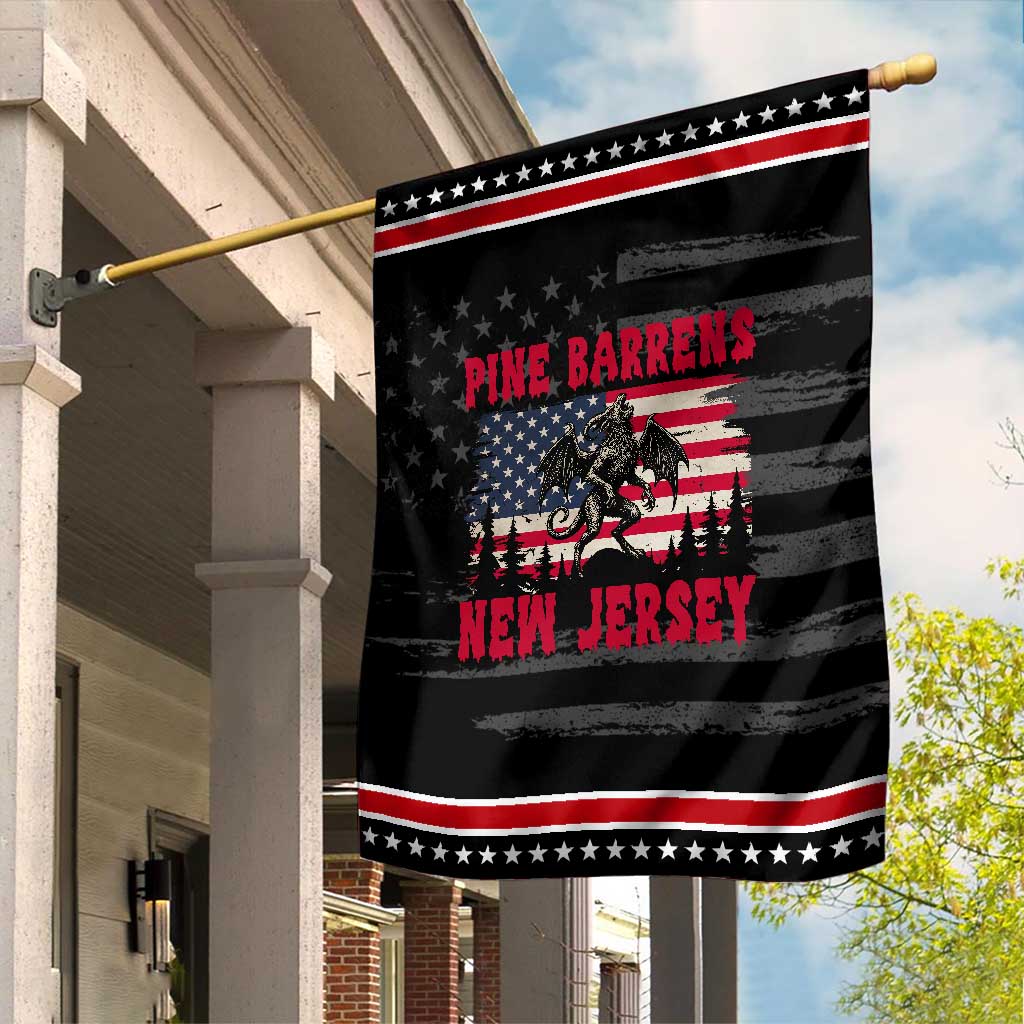 Patriotic Jersey Devil Garden Flag Pine Barrens New Jersey Cryptid TS12 Distressed Black Red Print Your Wear