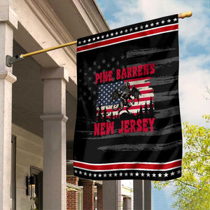 Patriotic Jersey Devil Garden Flag Pine Barrens New Jersey Cryptid TS12 Distressed Black Red Print Your Wear