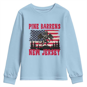 Patriotic Jersey Devil Youth Sweatshirt Pine Barrens New Jersey Cryptid TS12 Light Blue Print Your Wear