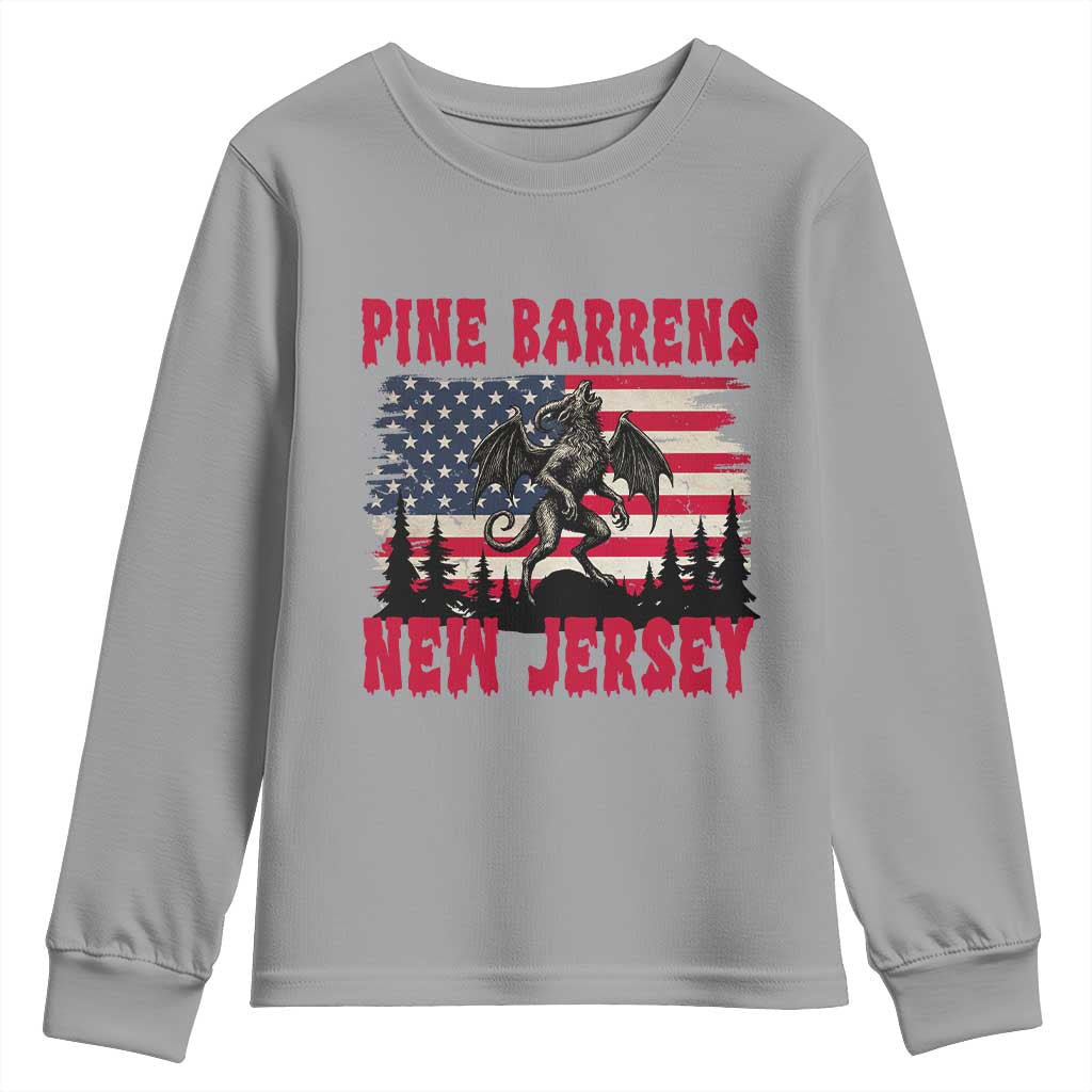 Patriotic Jersey Devil Youth Sweatshirt Pine Barrens New Jersey Cryptid TS12 Sport Gray Print Your Wear
