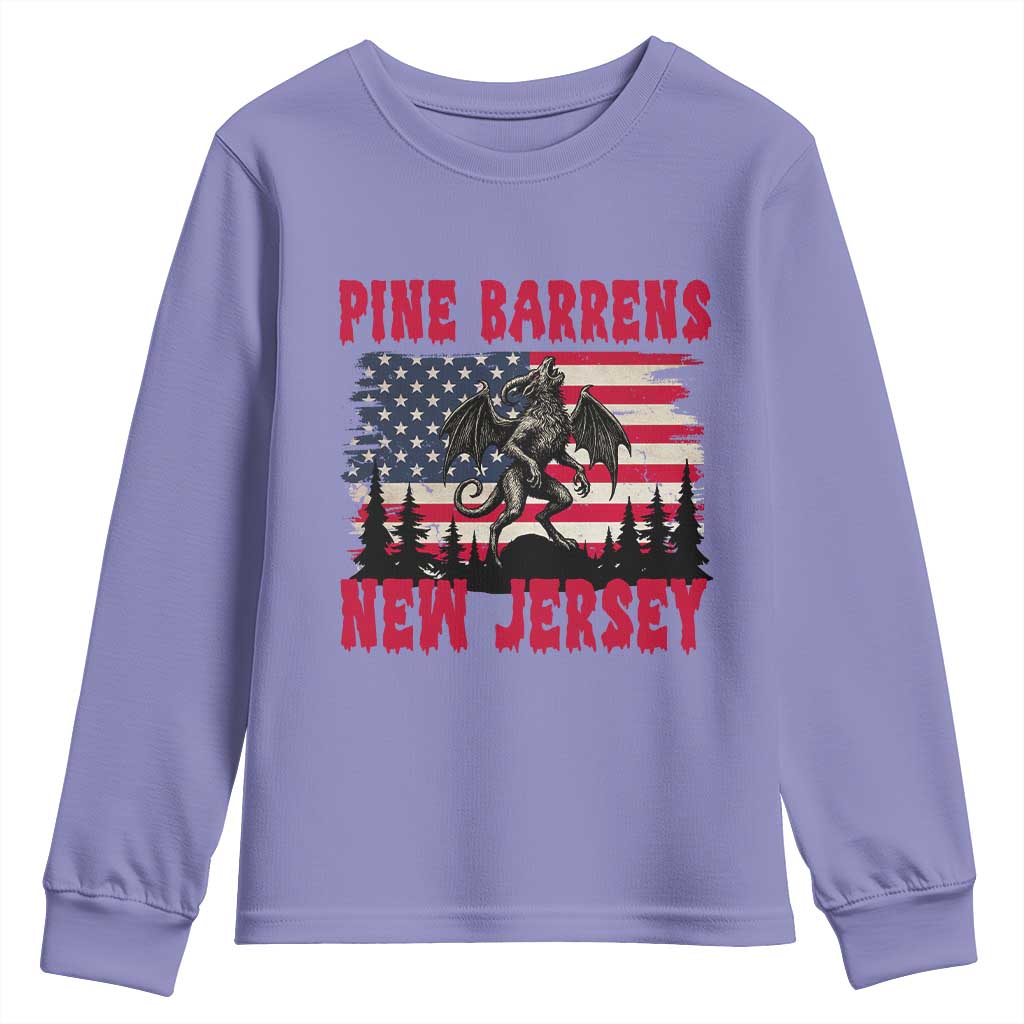 Patriotic Jersey Devil Youth Sweatshirt Pine Barrens New Jersey Cryptid TS12 Violet Print Your Wear