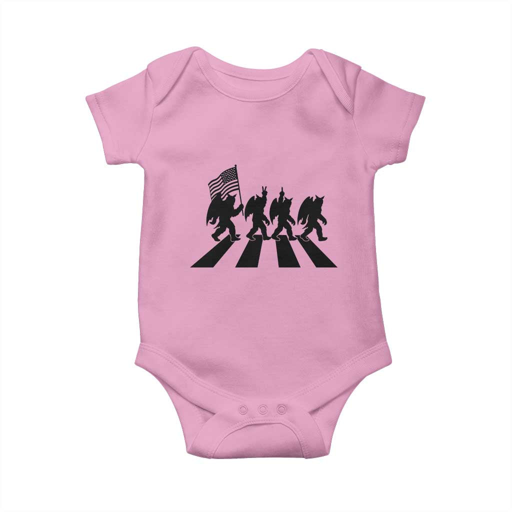 Funny Patriotic Mothman Baby Onesie Cryptid Lover Gift TS12 Light Pink Print Your Wear