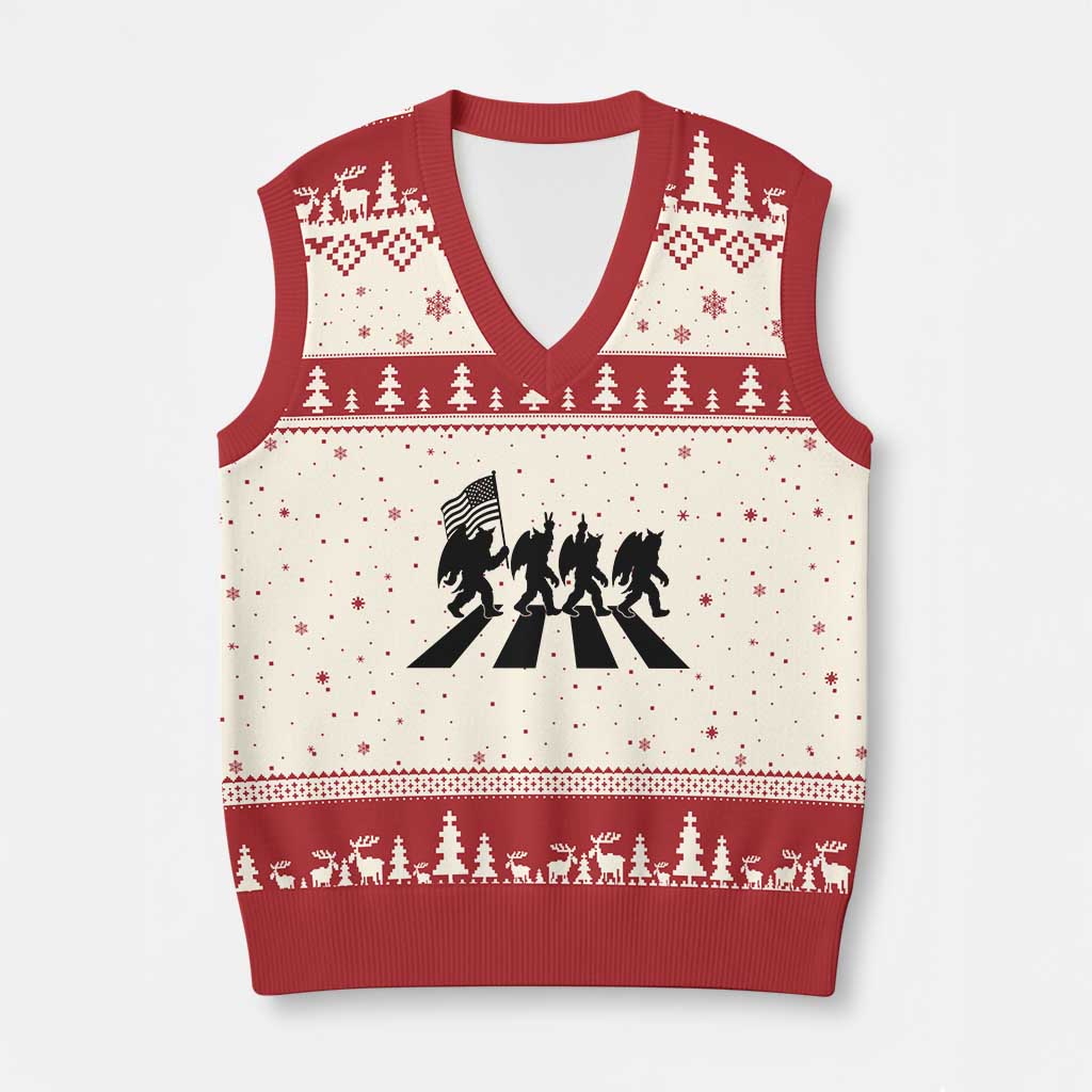 Funny Patriotic Mothman V-Neck Knit Sweater Vest Cryptid Lover Gift TS12 Beige Red Print Your Wear