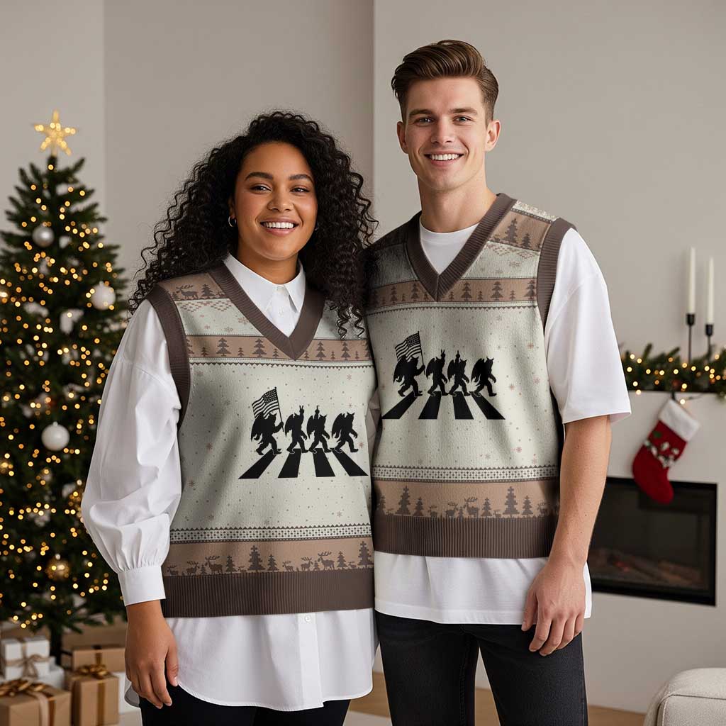 Funny Patriotic Mothman V-Neck Knit Sweater Vest Cryptid Lover Gift TS12 Mocha Mousse Print Your Wear