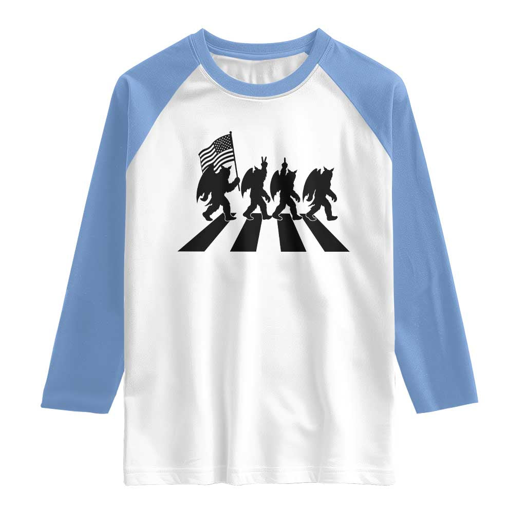 Funny Patriotic Mothman Raglan Shirt Cryptid Lover Gift TS12 White Carolina Blue Print Your Wear