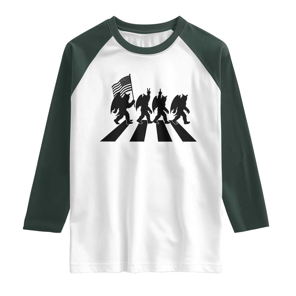 Funny Patriotic Mothman Raglan Shirt Cryptid Lover Gift TS12 White Dark Forest Green Print Your Wear